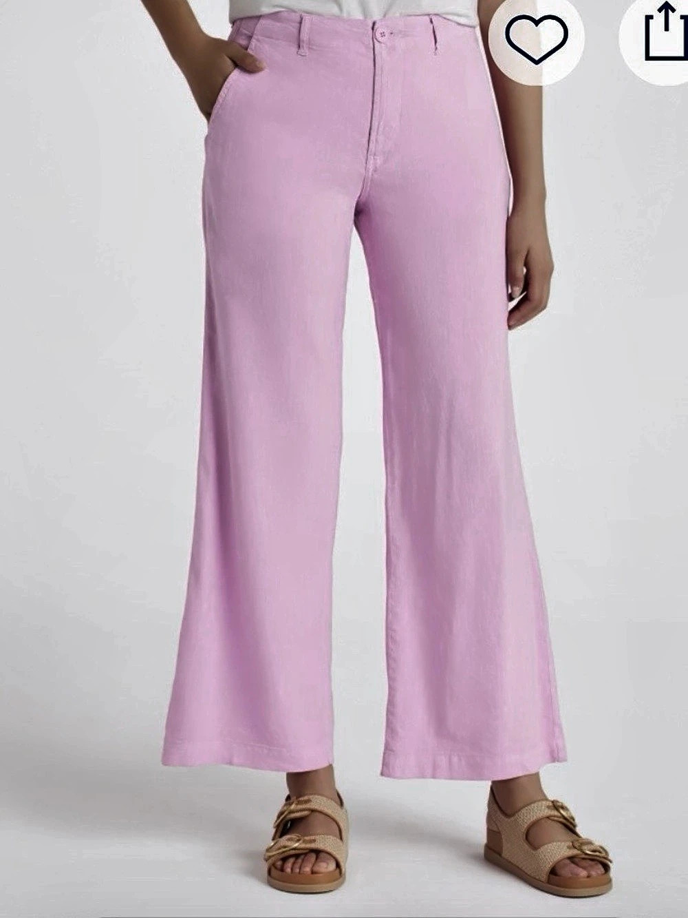 Kut From The Kloth Meg Linen High Rise Wide Leg Trousers Pink Size 14 NEVER WORN